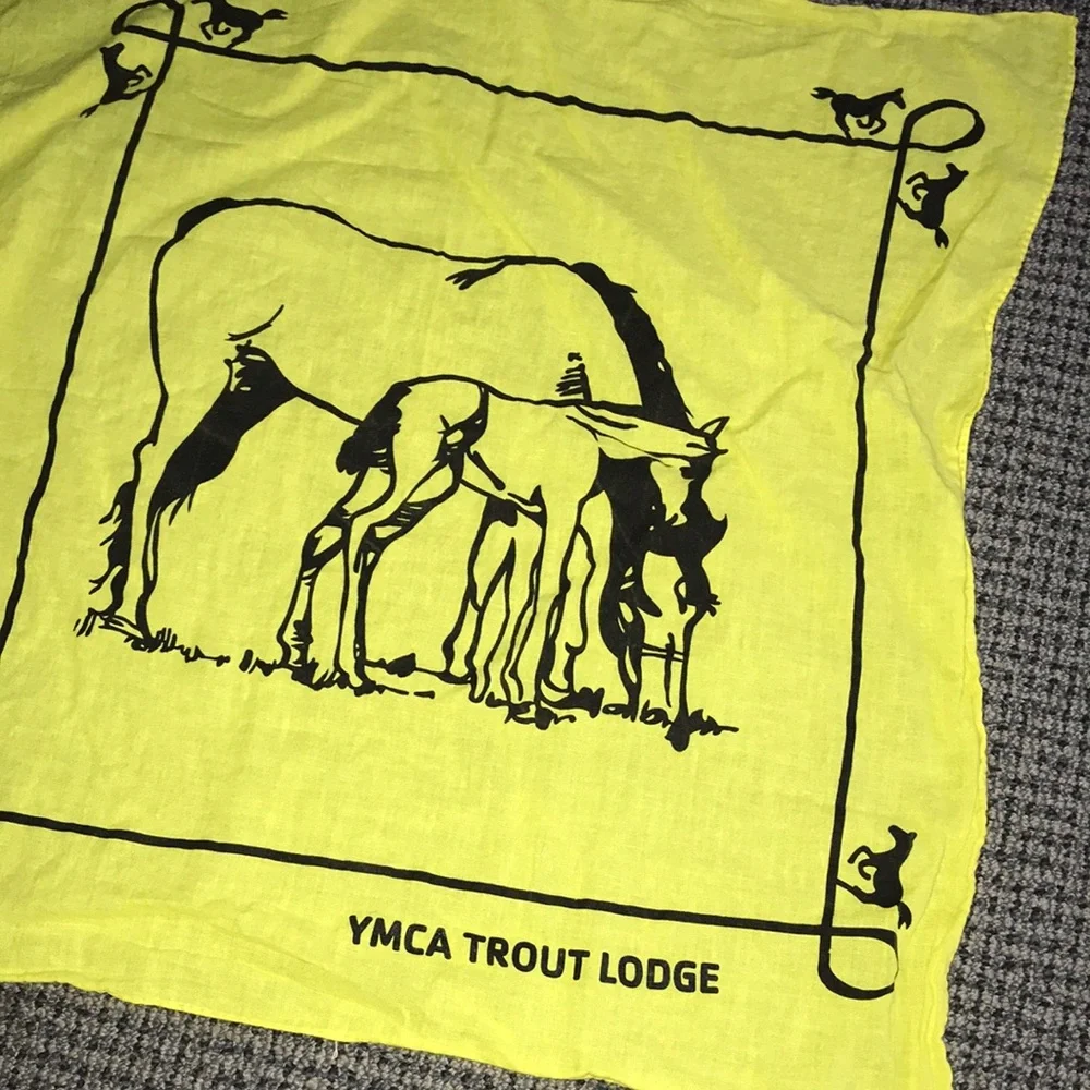 YMCA Trout Lodge Yellow Bandana with Horse Graphic